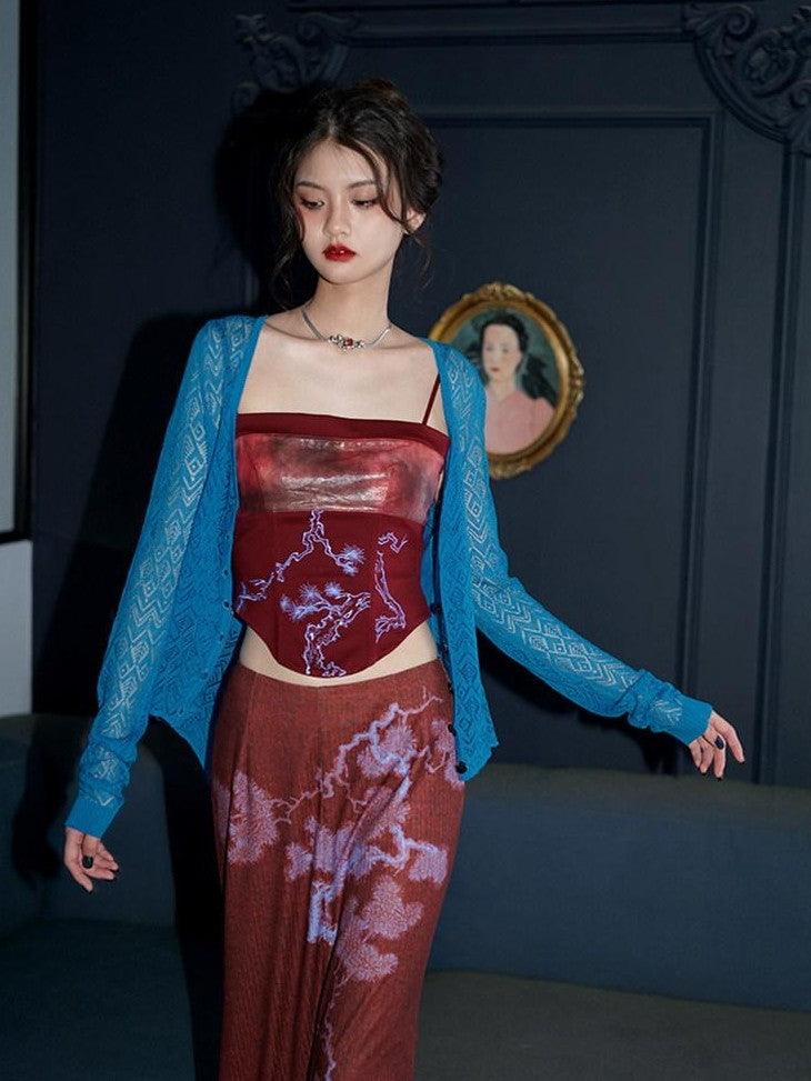 badtaste High Waist Slimming Embroidered Patchwork Neo Chinese Western Women's Camisoles