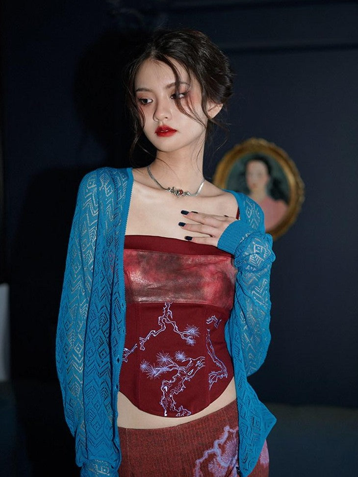 badtaste High Waist Slimming Embroidered Patchwork Neo Chinese Western Women's Camisoles