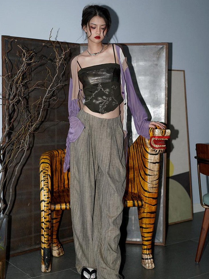 badtaste High Waist Slimming Embroidered Patchwork Neo Chinese Western Women's Camisoles