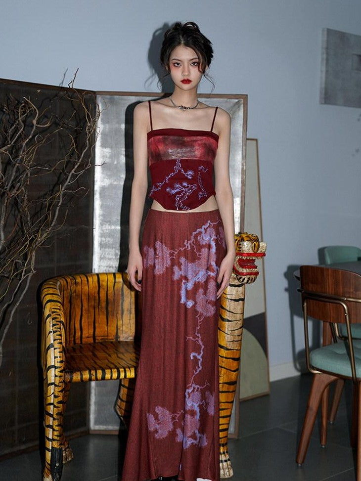badtaste High Waist Slimming Embroidered Patchwork Neo Chinese Western Women's Camisoles