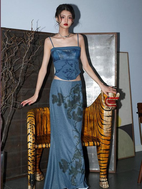 badtaste High Waist Slimming Embroidered Patchwork Neo Chinese Western Women's Camisoles