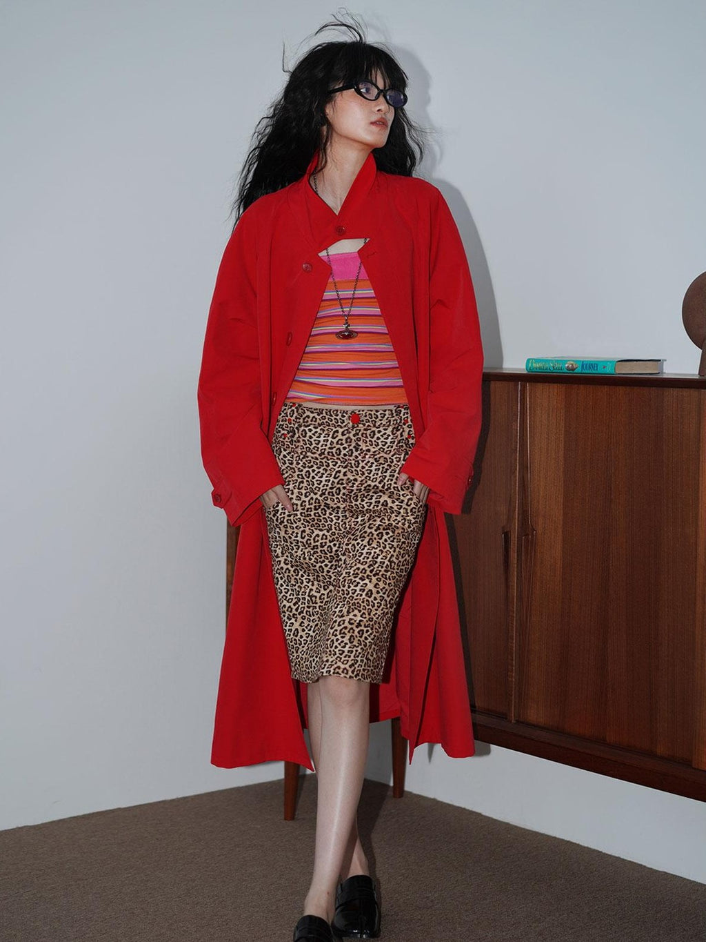 badtaste Leopard Embroidered Slim Split Low Waist Women's Suede Pencil Skirts