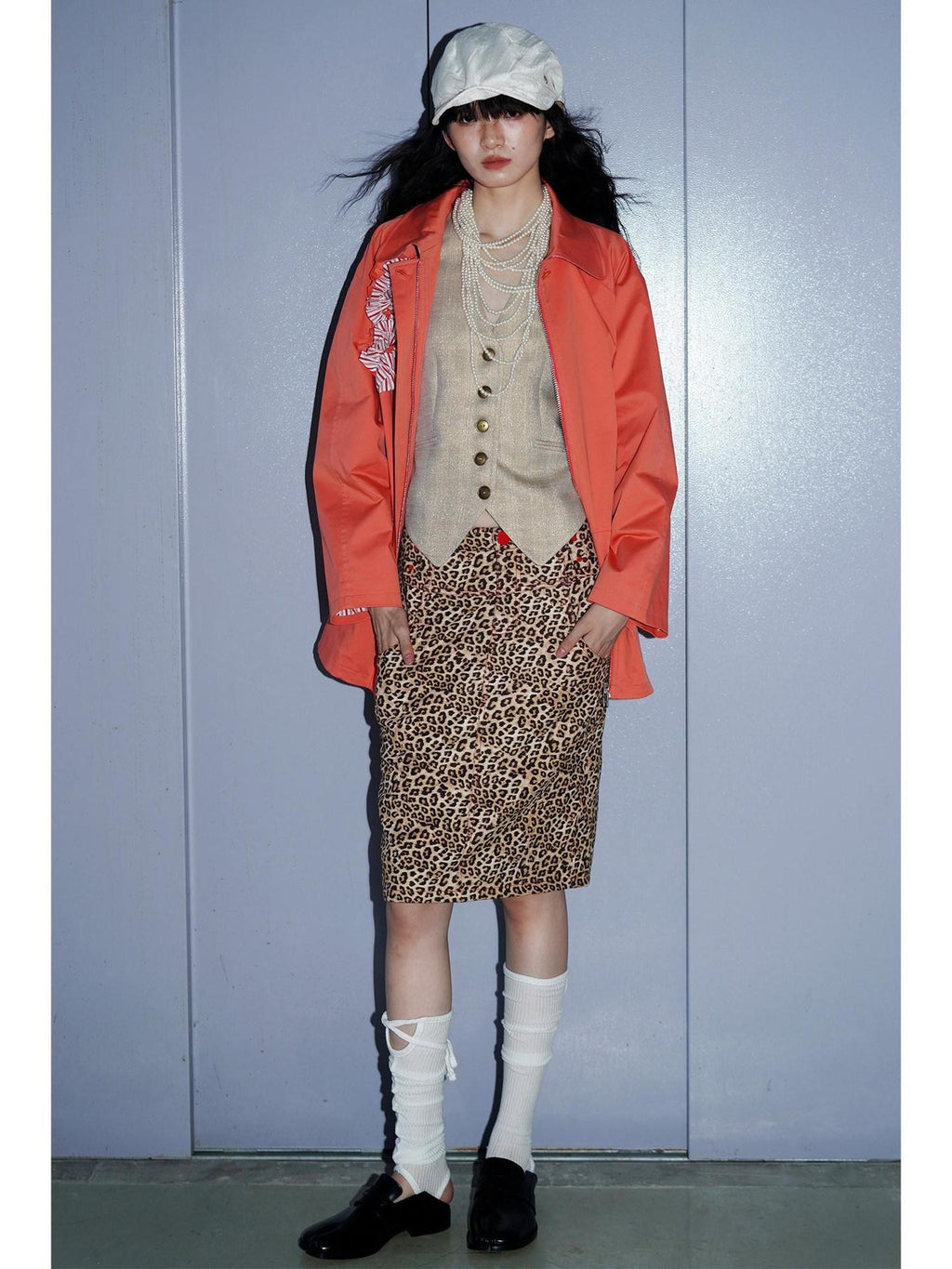 badtaste Leopard Embroidered Slim Split Low Waist Women's Suede Pencil Skirts