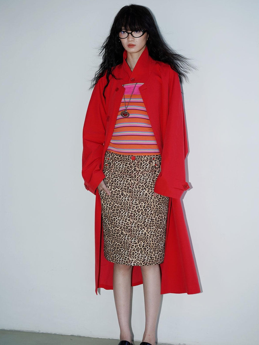 badtaste Leopard Embroidered Slim Split Low Waist Women's Suede Pencil Skirts