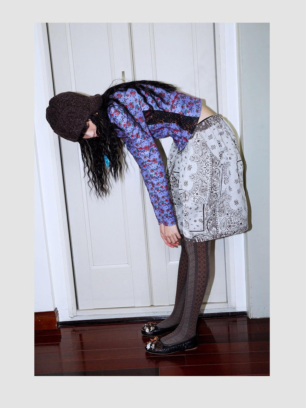 badtaste Leopard Print Floral Patchwork Slim Women's Fleece Long Sleeve T-shirts