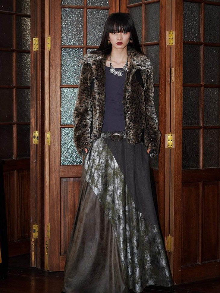badtaste Leopard Print Short Loose Vintage Western Women's Faux Fur Coats