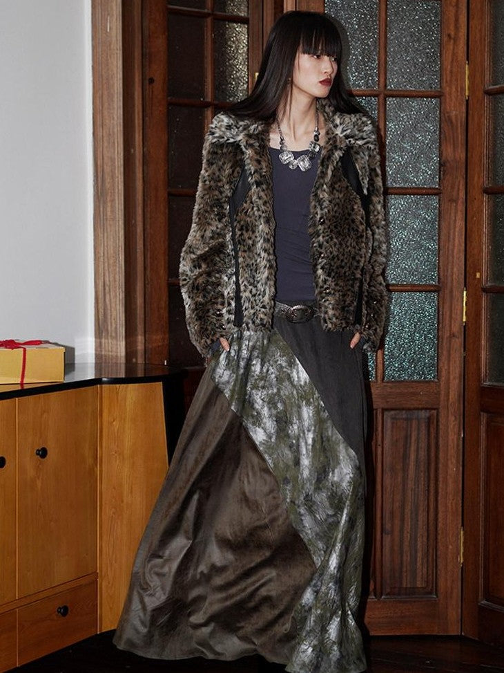 badtaste Leopard Print Short Loose Vintage Western Women's Faux Fur Coats
