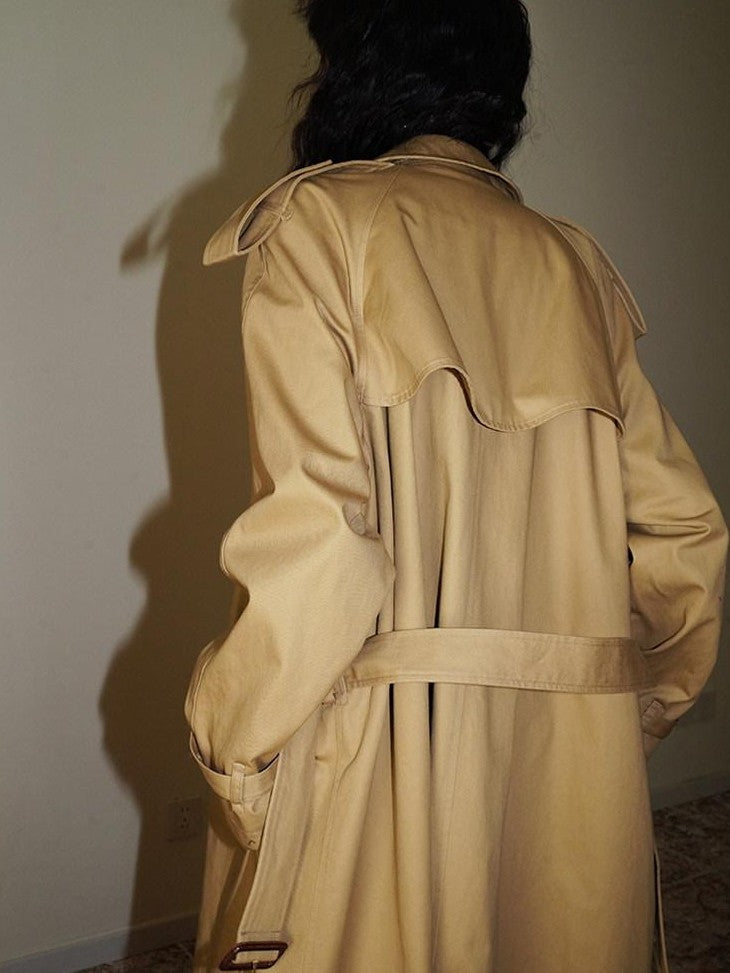 badtaste Longline Western Vintage British Women's Other Material Trench Coats