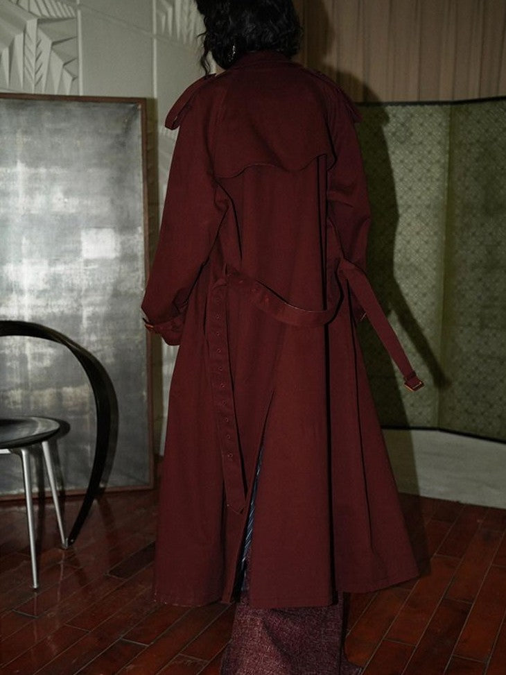 badtaste Longline Western Vintage British Women's Other Material Trench Coats