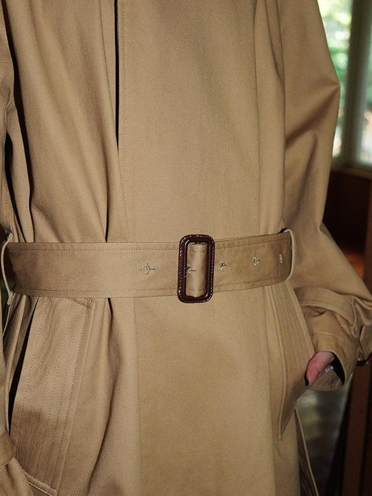 badtaste Longline Western Vintage British Women's Other Material Trench Coats