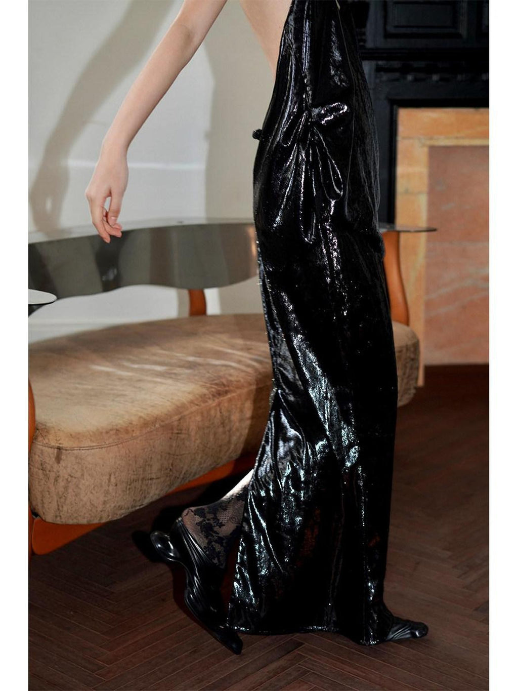 badtaste Lustrous Solid Low Waist Long Women's Special Fabric Mermaid Skirts