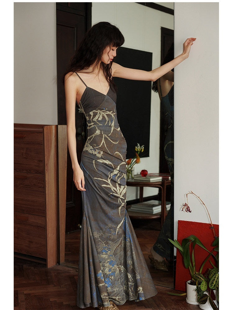 badtaste_Mermaid_New_Chinese_Style_Print_Ruched_Long_Strappy_Women's_Slip_Maxi_Dresses_722610962865_MISSTT