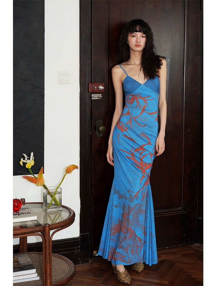 badtaste_Mermaid_New_Chinese_Style_Print_Ruched_Long_Strappy_Women's_Slip_Maxi_Dresses_722610962865_MISSTT
