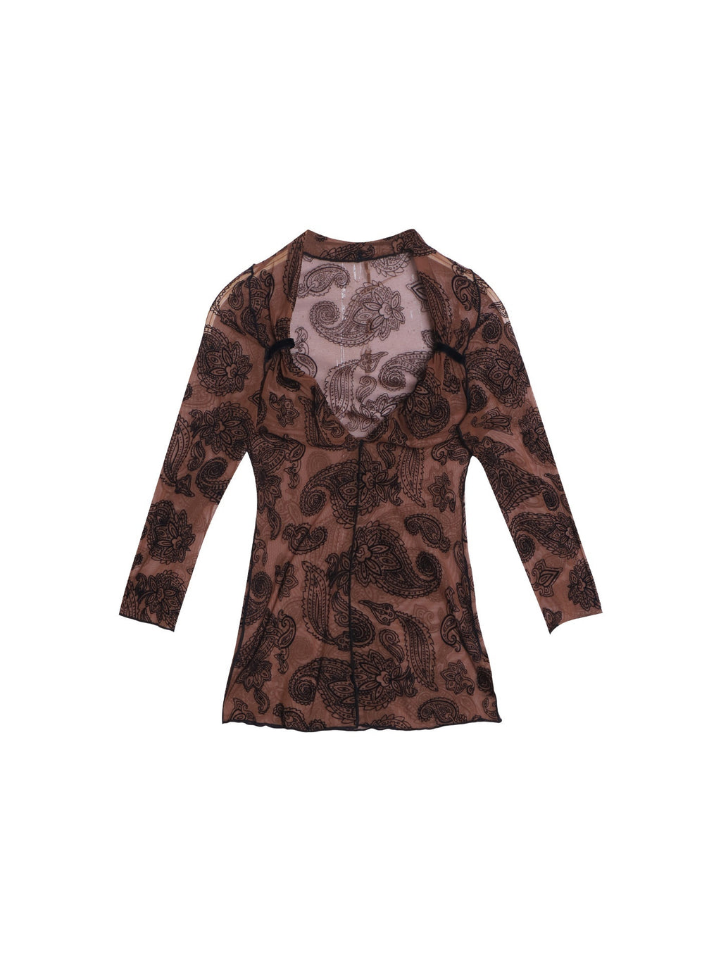 badtaste_Mint_Western_Vintage_Paisley_Ruched_Sheer_Flocked_Women's_Short_Sleeve_T-shirts_936430242861_MISSTT