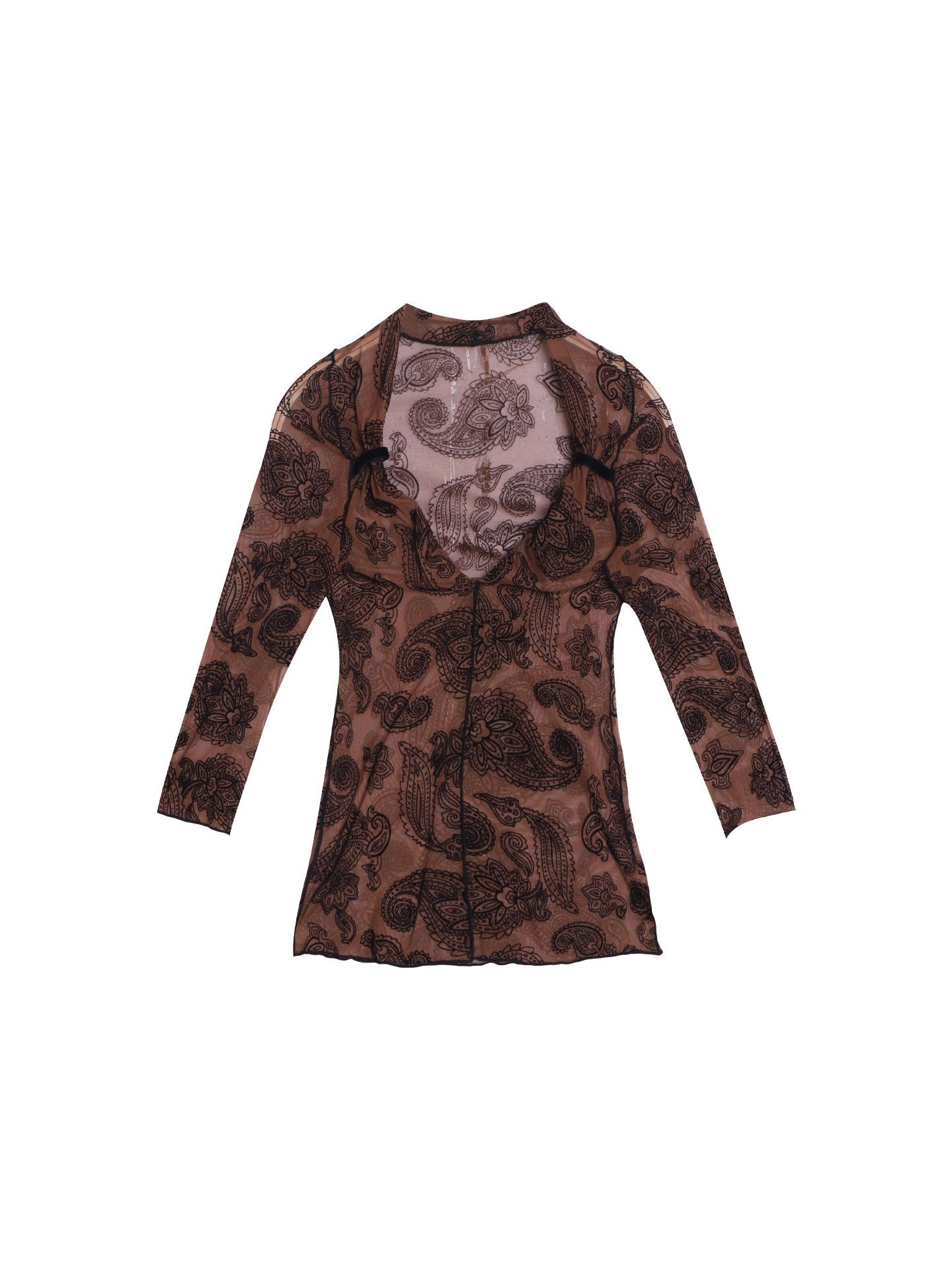 badtaste_Mint_Western_Vintage_Paisley_Ruched_Sheer_Flocked_Women's_Short_Sleeve_T-shirts_936430242861_MISSTT