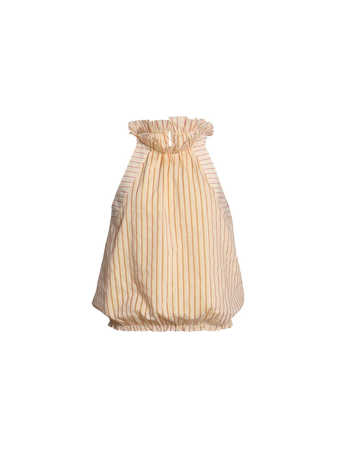 badtaste_Pale_Yellow_Striped_Ruched_Elastic_Bubble_Hem_Short_Loose_Women's_Halter_Tops_939502382167_MISSTT