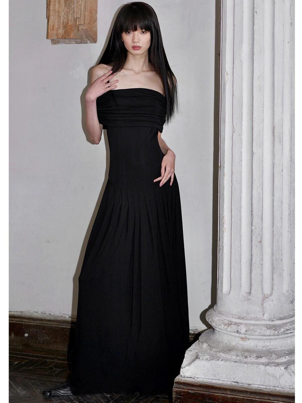 badtaste Peacock Blue Off Shoulder Slim Two Piece Women's Strapless Maxi Dresses