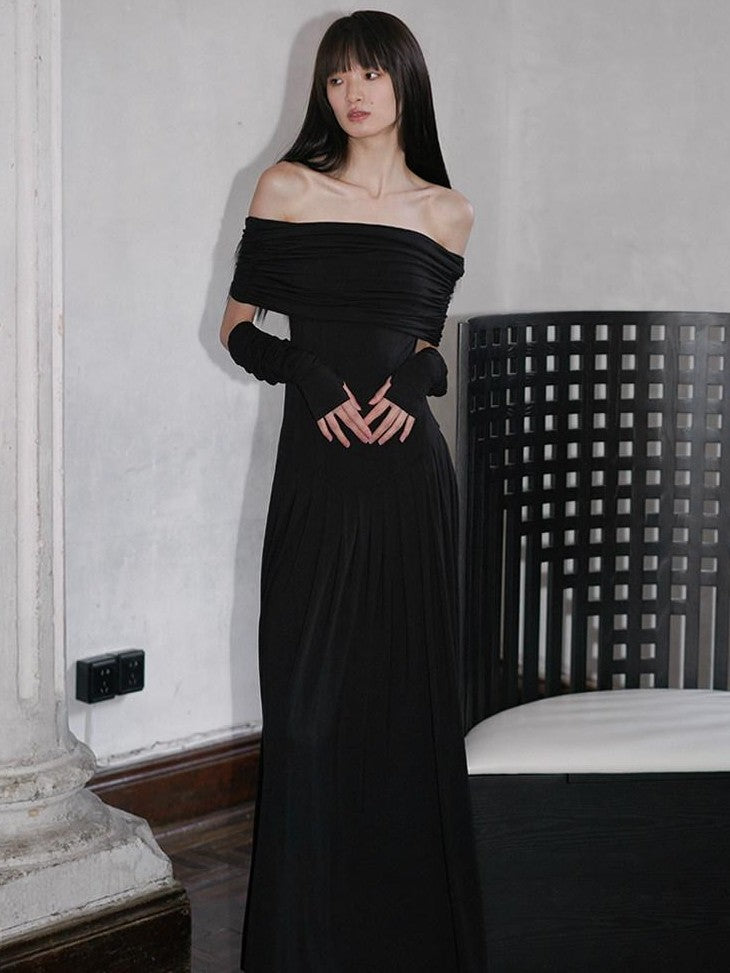 badtaste Peacock Blue Off Shoulder Slim Two Piece Women's Strapless Maxi Dresses