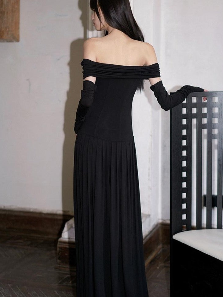 badtaste Peacock Blue Off Shoulder Slim Two Piece Women's Strapless Maxi Dresses