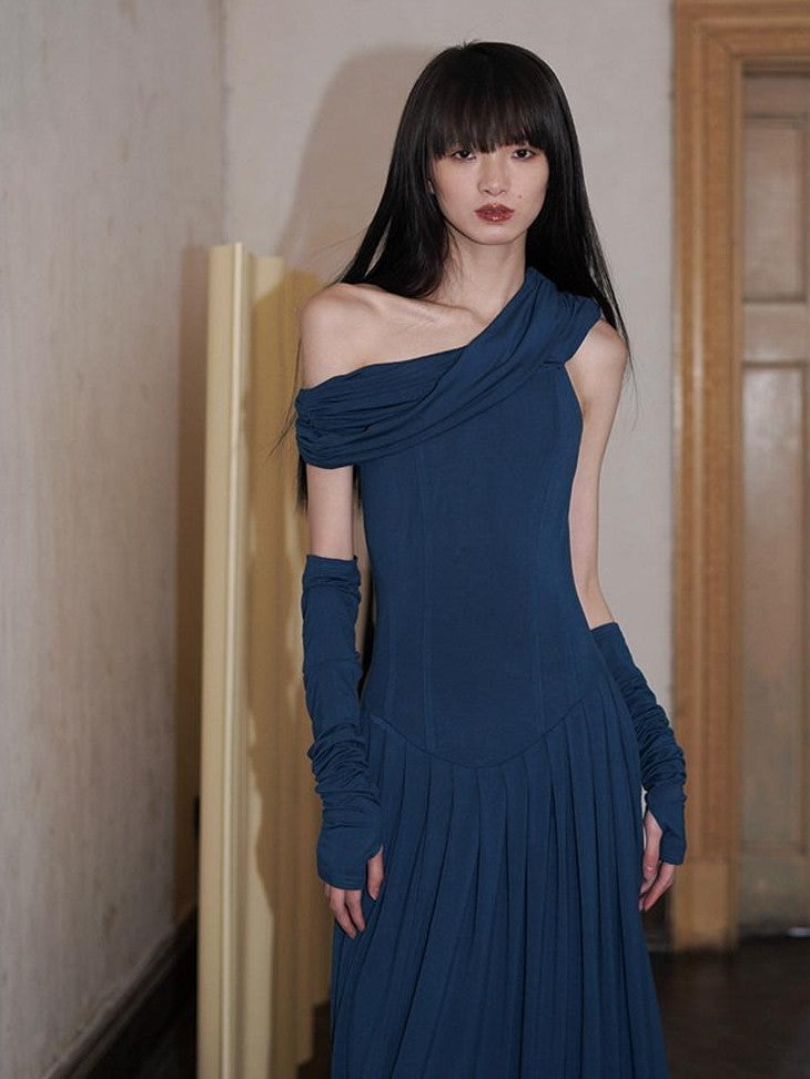 badtaste Peacock Blue Off Shoulder Slim Two Piece Women's Strapless Maxi Dresses