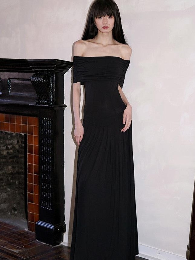 badtaste Peacock Blue Off Shoulder Slim Two Piece Women's Strapless Maxi Dresses