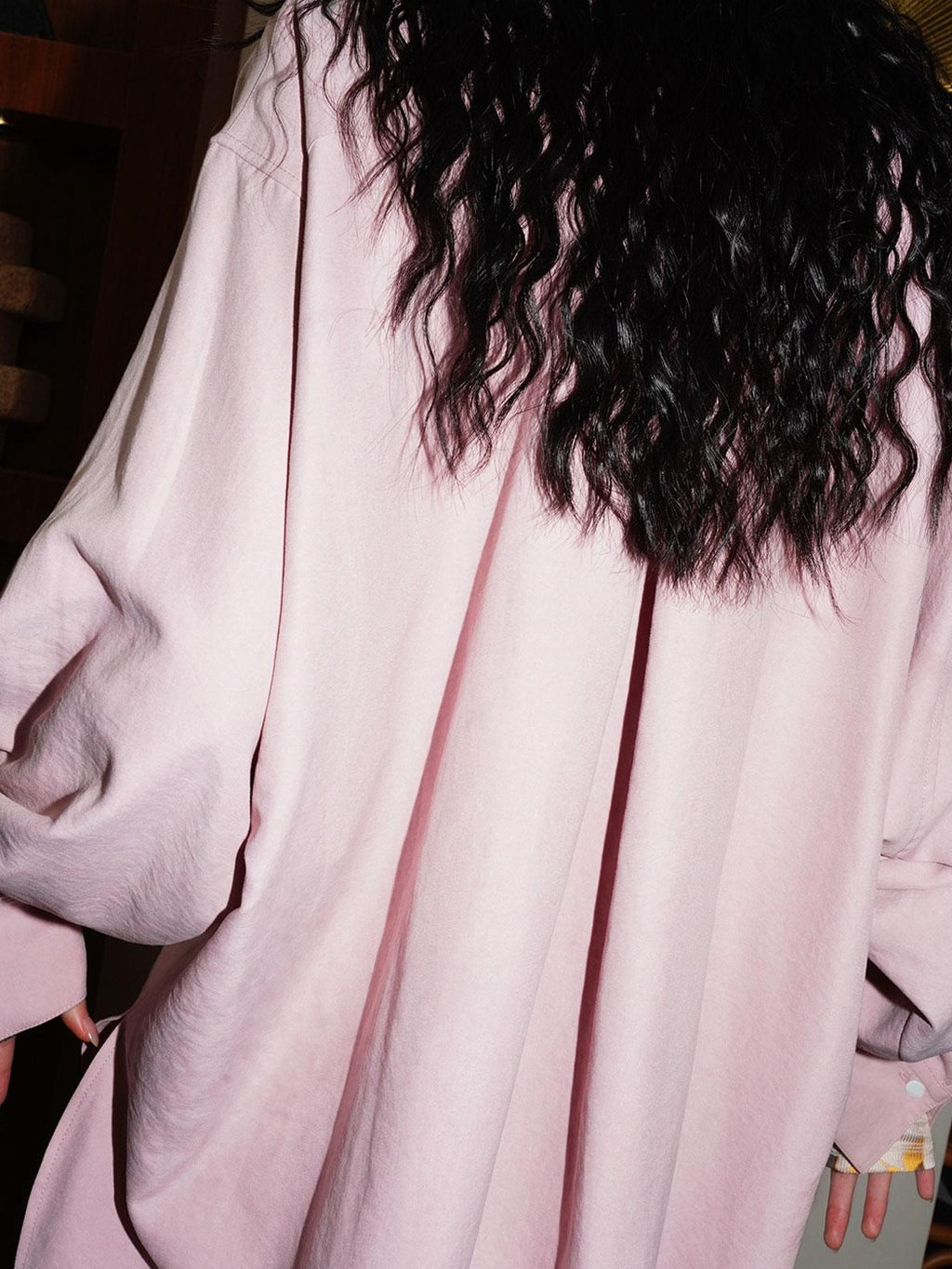 badtaste Pink Brushed Solid Vintage Loose Casual Long Sleeve Women's Oversized Shirts