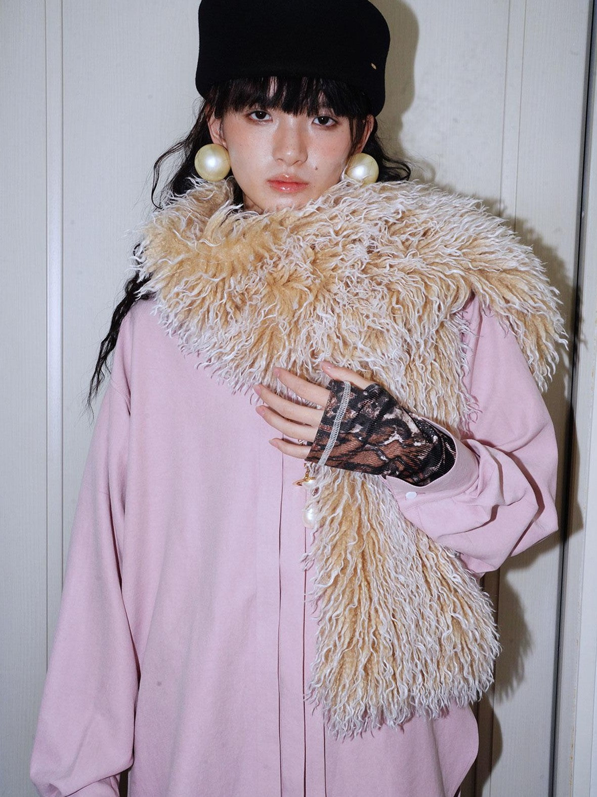badtaste Pink Brushed Solid Vintage Loose Casual Long Sleeve Women's Oversized Shirts