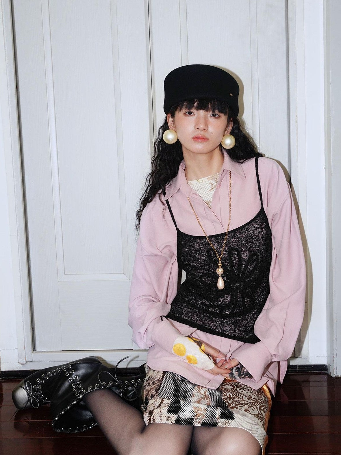 badtaste Pink Brushed Solid Vintage Loose Casual Long Sleeve Women's Oversized Shirts