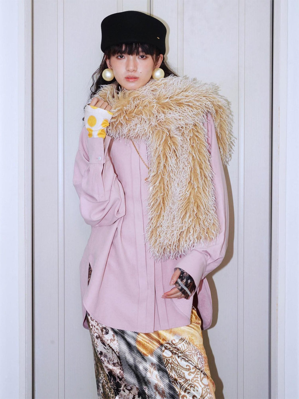 badtaste Pink Brushed Solid Vintage Loose Casual Long Sleeve Women's Oversized Shirts