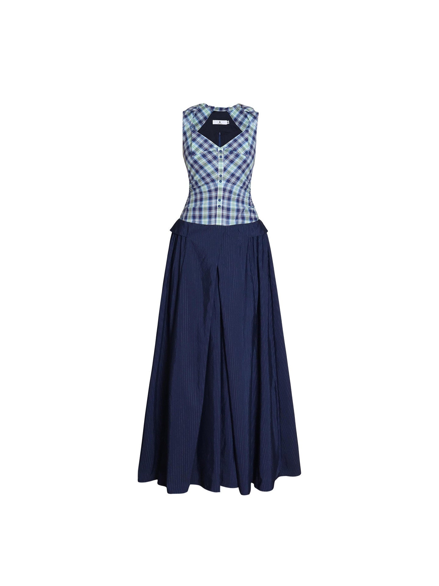 badtaste_Plaid_Colorblock_Spliced_Collared_Faux_Two_Piece_Women's_Slip_Maxi_Dresses_1042308008745_MISSTT
