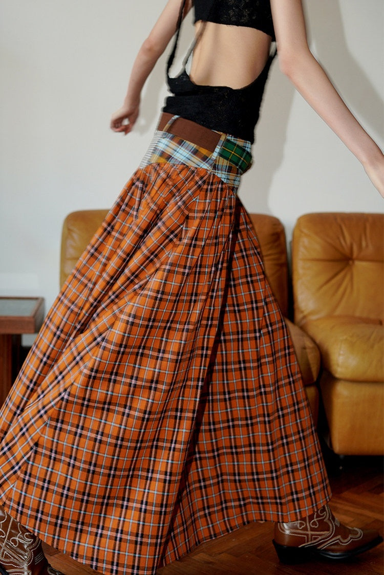 badtaste_Plaid_Patchwork_Colorblock_Vintage_Fishtail_Belted_Women's_Maxi_Skirts_722448601712_MISSTT