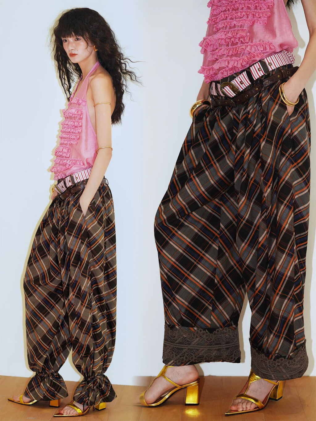 badtaste_Plaid_Vintage_Balloon_Cuffed_Low_Waist_Women's_Cotton_Wide-leg_Pants_1047009812926_MISSTT