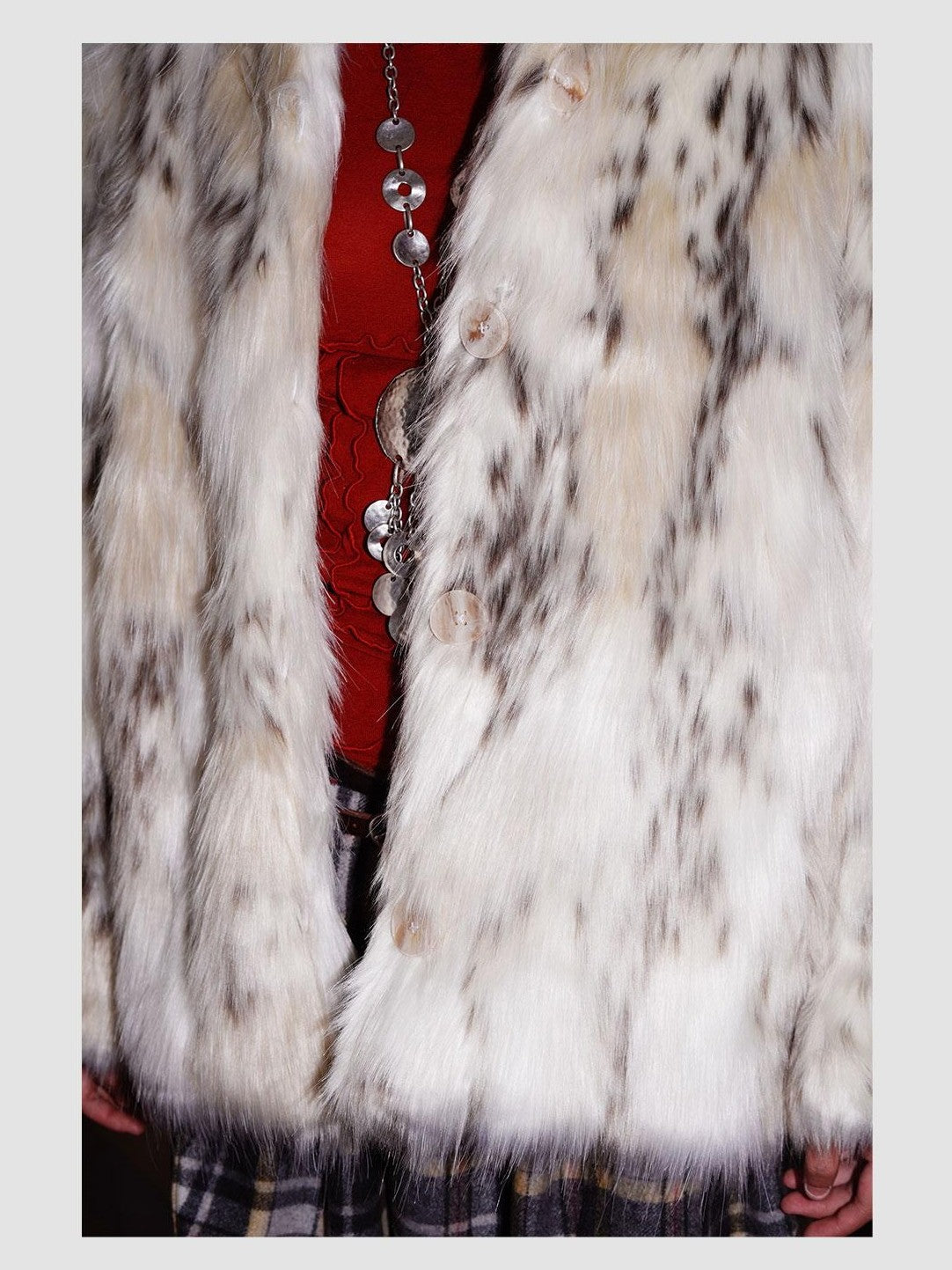 badtaste Plush Faux Bobcat Vintage Short Stand Collar Loose Women's Faux Fur Coats
