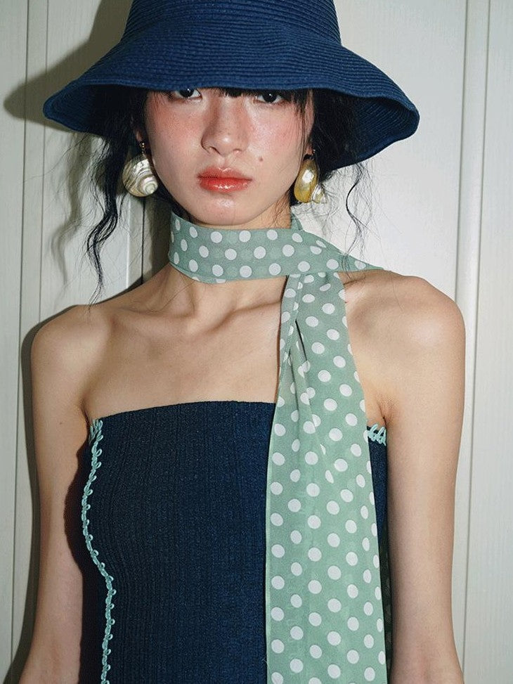 badtaste Polka Dot Colorblock Multiway Waist Tie Women's Silk Scarves & Shawls
