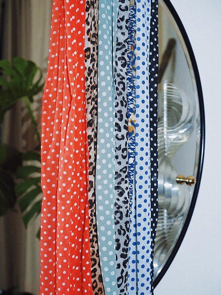 badtaste Polka Dot Colorblock Multiway Waist Tie Women's Silk Scarves & Shawls