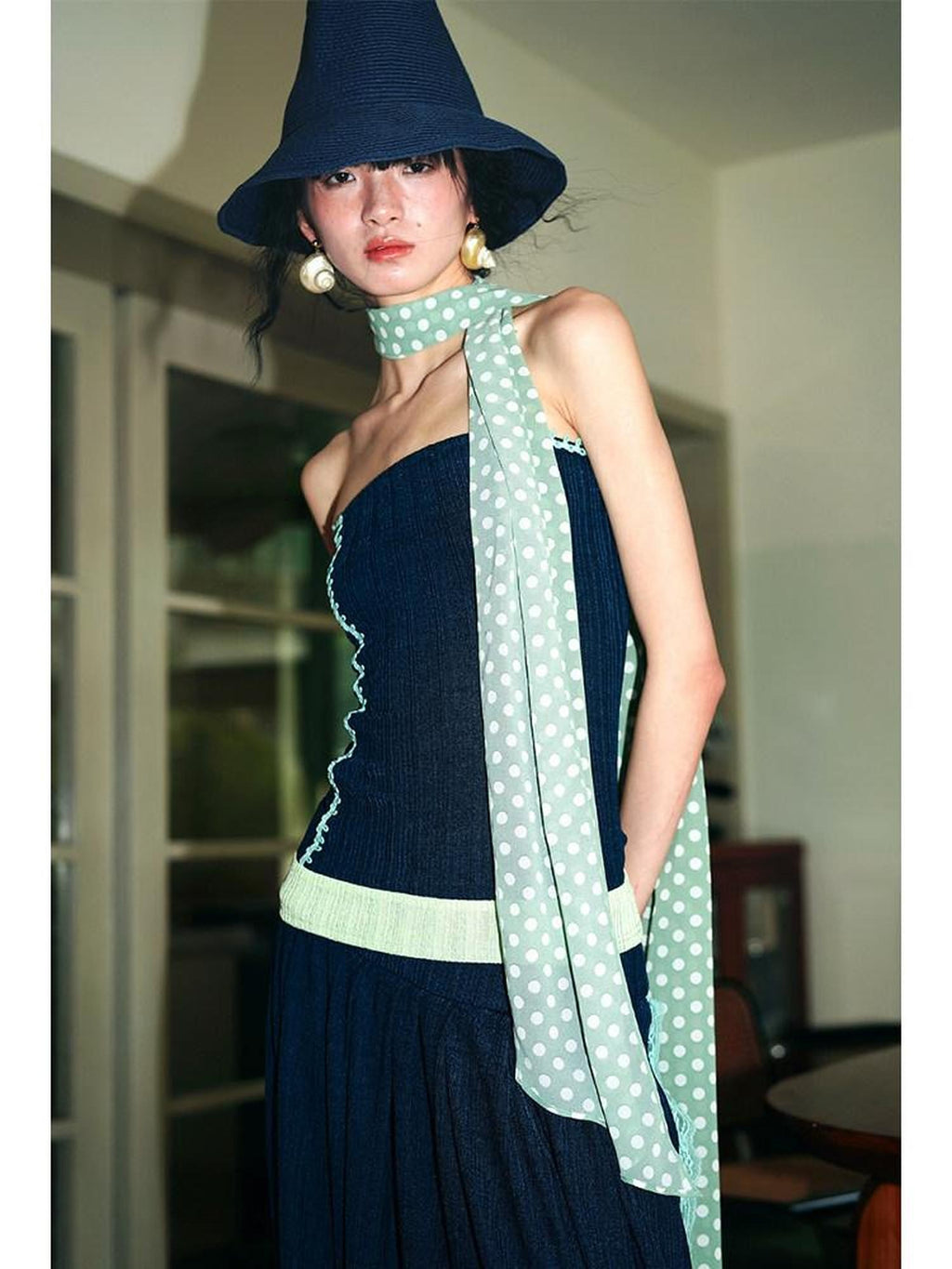 badtaste Polka Dot Colorblock Multiway Waist Tie Women's Silk Scarves & Shawls