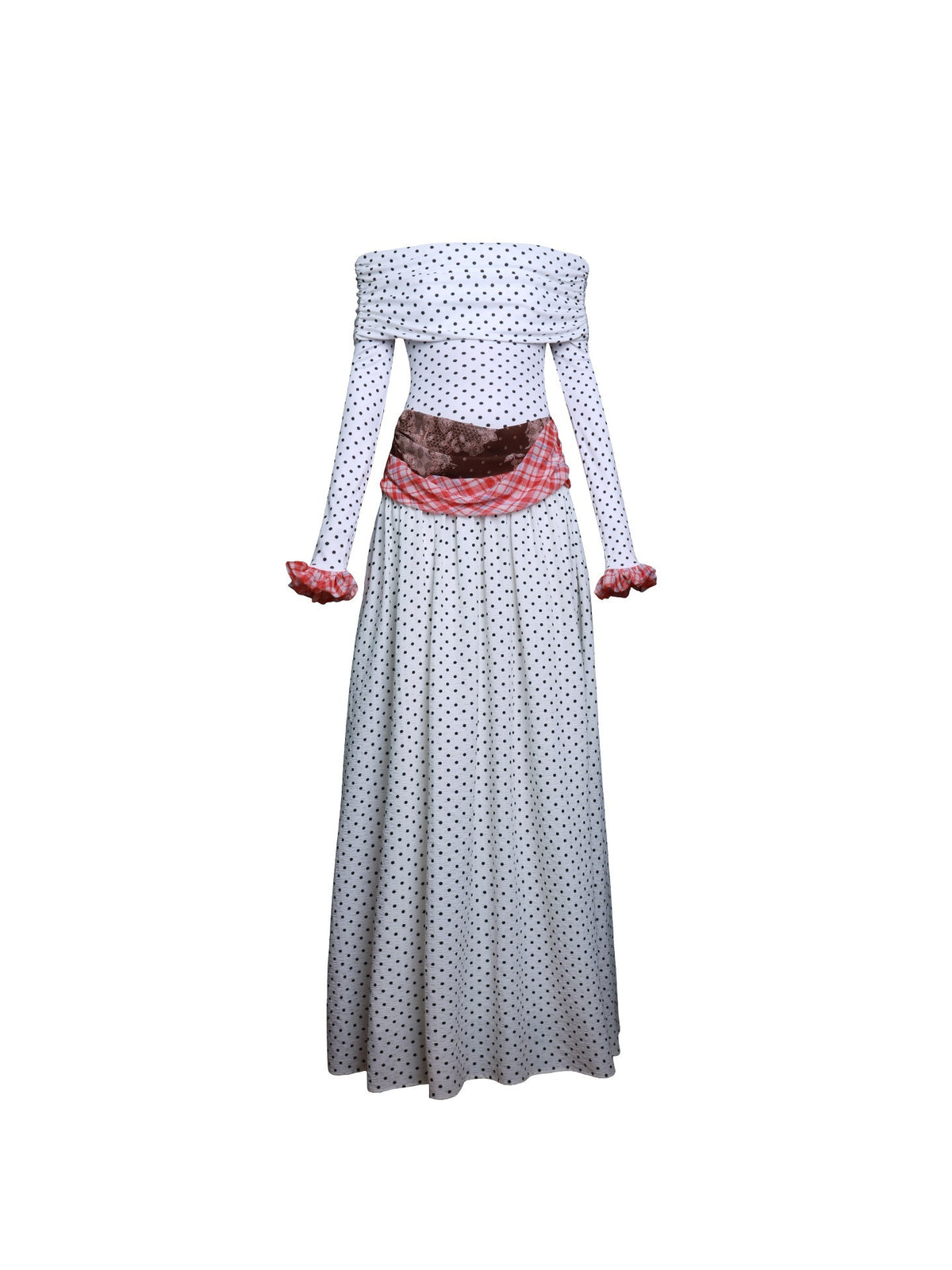 badtaste_Polka_Dot_Colorblock_Off_Shoulder_Vintage_Women's_Strapless_Maxi_Dresses_971098630672_MISSTT