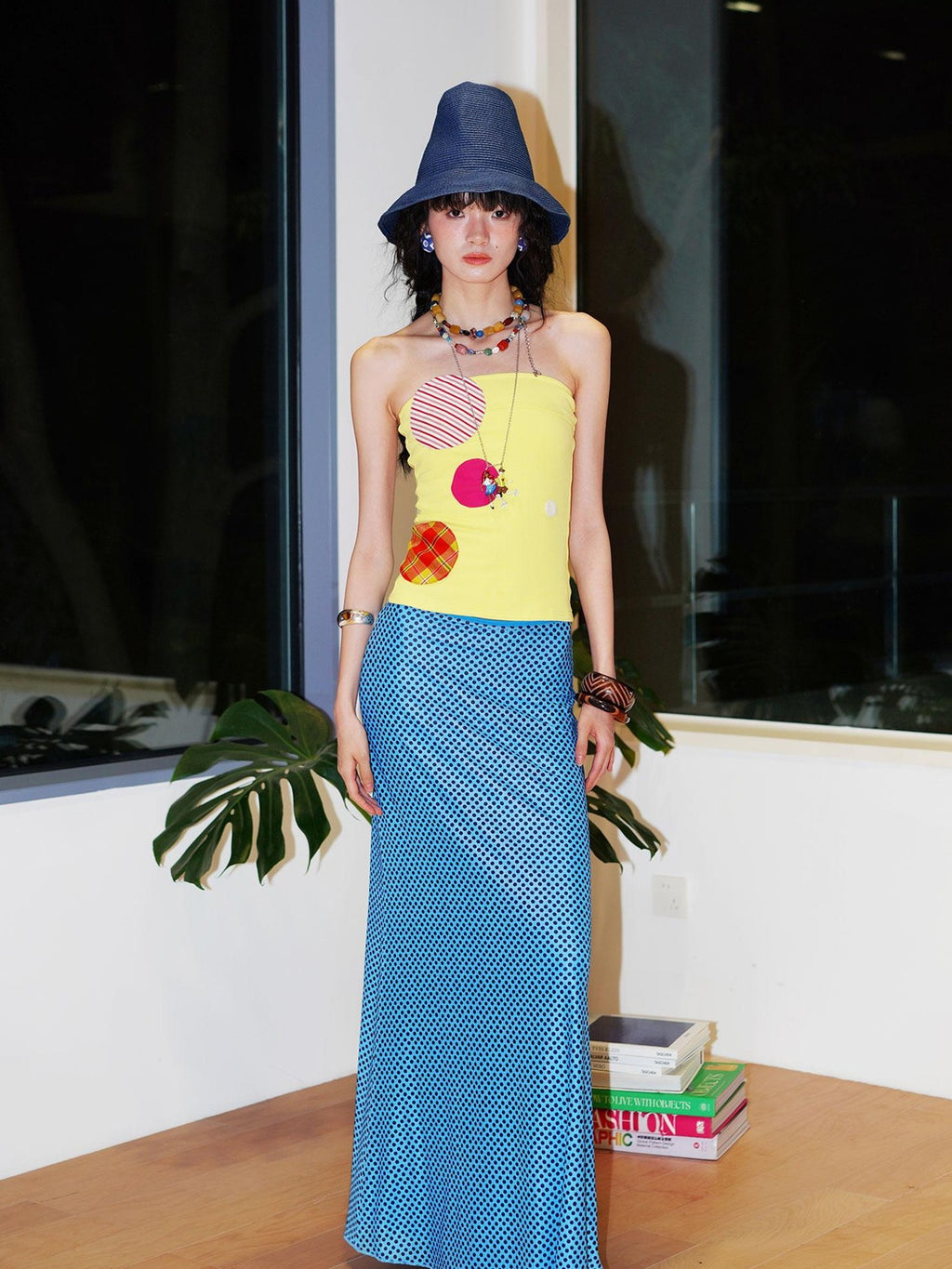 badtaste Polka Dot Contrast Print Mesh Tulle Slim Fit Women's Mermaid Skirts