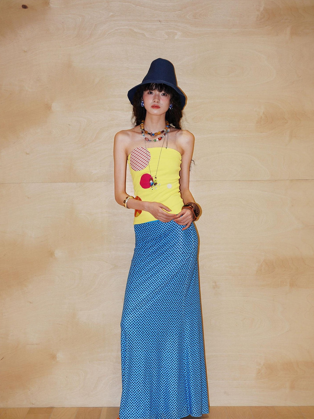 badtaste Polka Dot Contrast Print Mesh Tulle Slim Fit Women's Mermaid Skirts