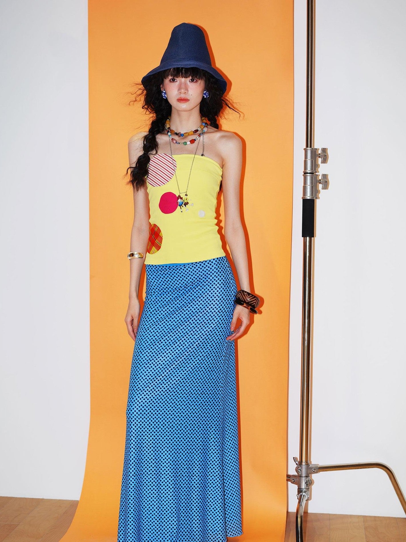 badtaste Polka Dot Contrast Print Mesh Tulle Slim Fit Women's Mermaid Skirts