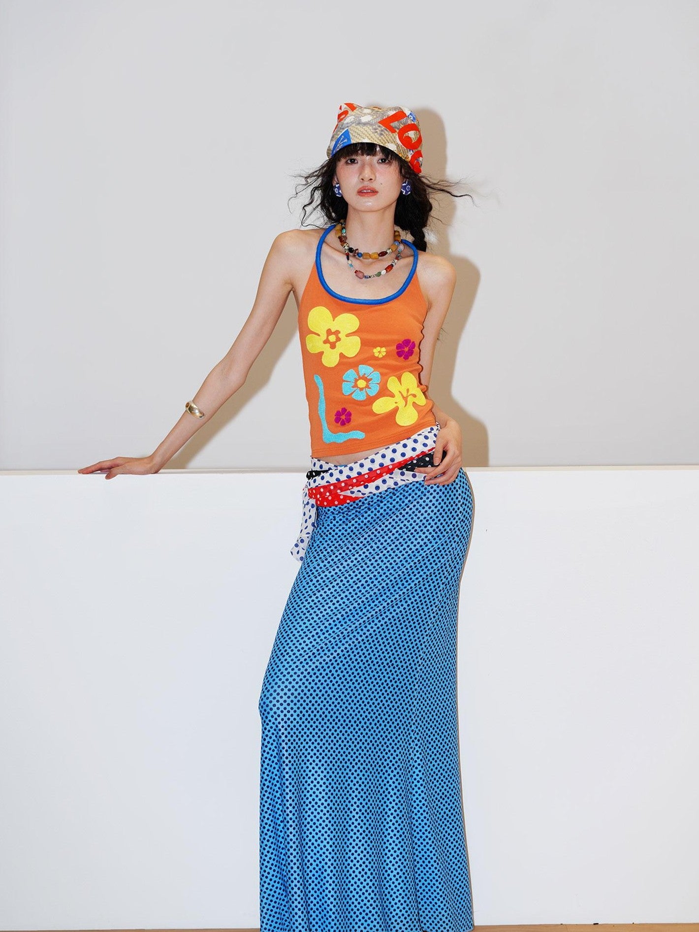 badtaste Polka Dot Contrast Print Mesh Tulle Slim Fit Women's Mermaid Skirts