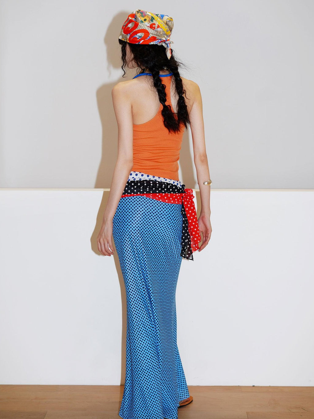 badtaste Polka Dot Contrast Print Mesh Tulle Slim Fit Women's Mermaid Skirts