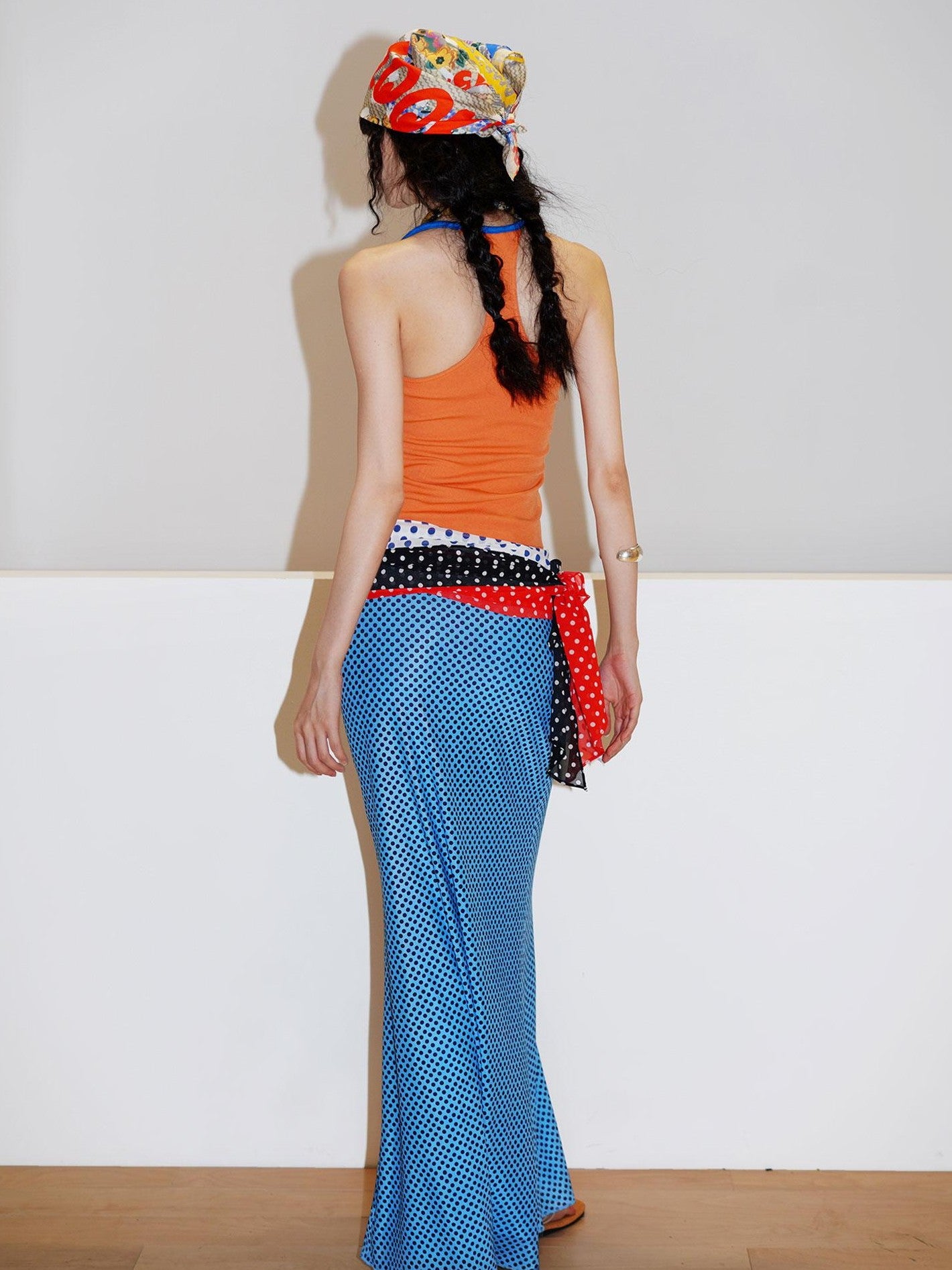 badtaste Polka Dot Contrast Print Mesh Tulle Slim Fit Women's Mermaid Skirts