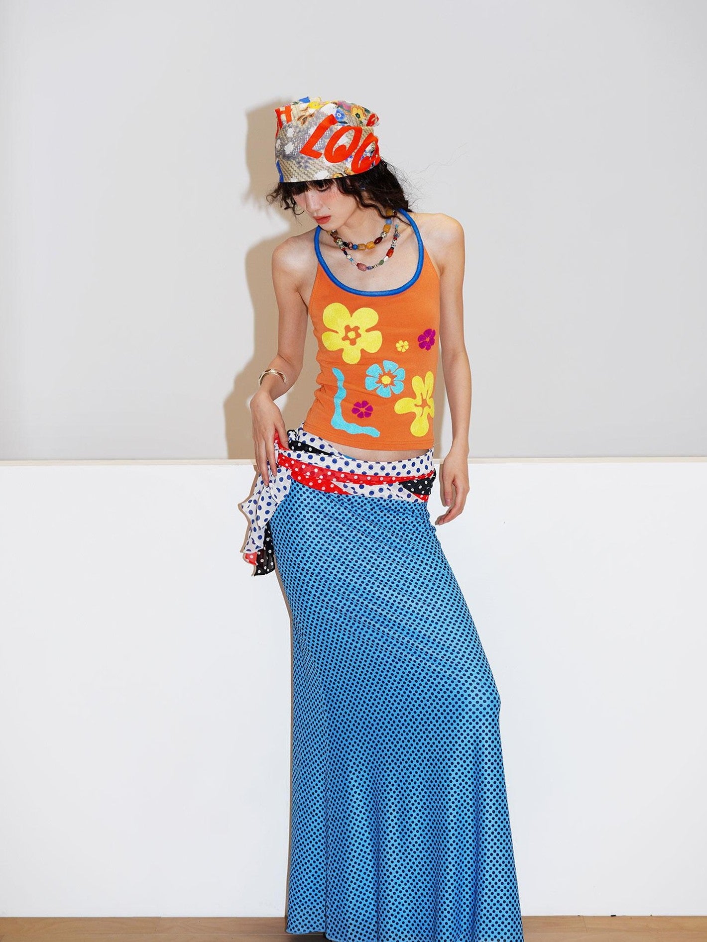 badtaste Polka Dot Contrast Print Mesh Tulle Slim Fit Women's Mermaid Skirts