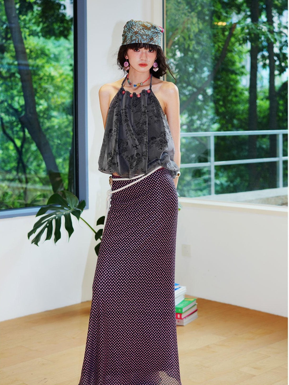 badtaste Polka Dot Contrast Print Mesh Tulle Slim Fit Women's Mermaid Skirts