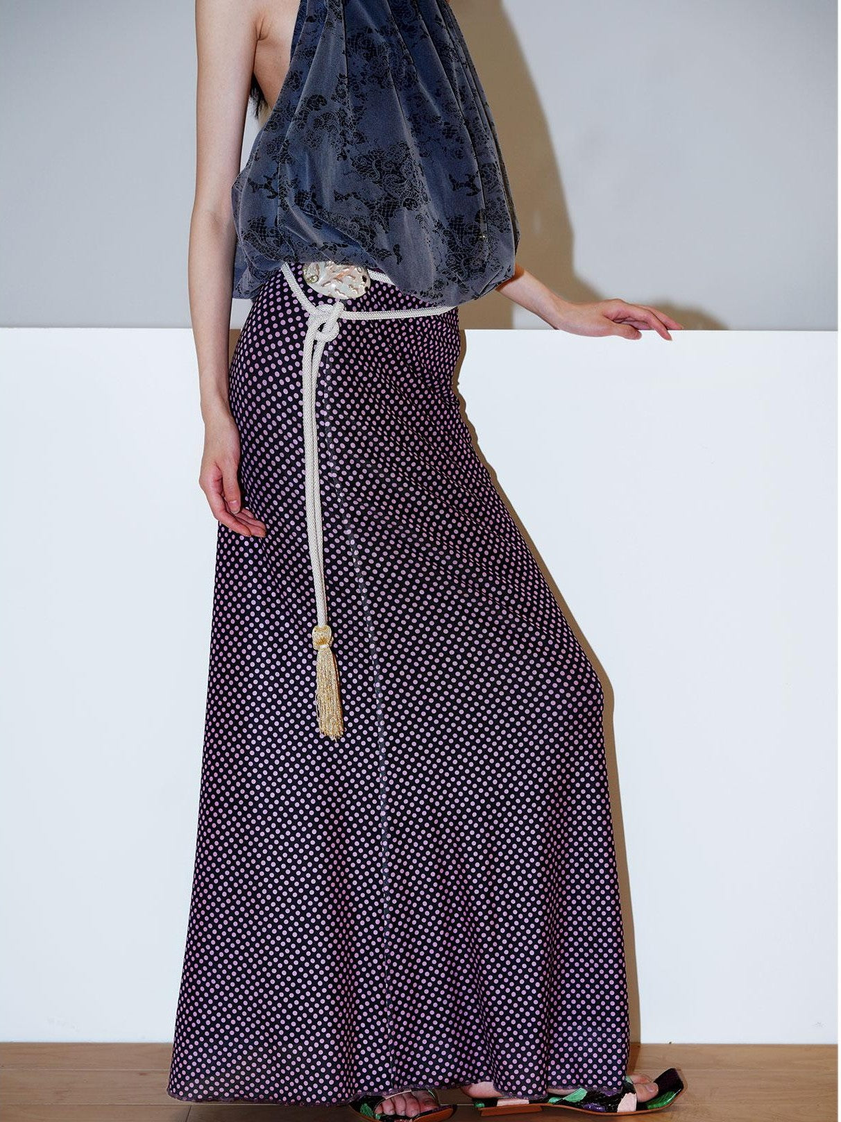 badtaste Polka Dot Contrast Print Mesh Tulle Slim Fit Women's Mermaid Skirts