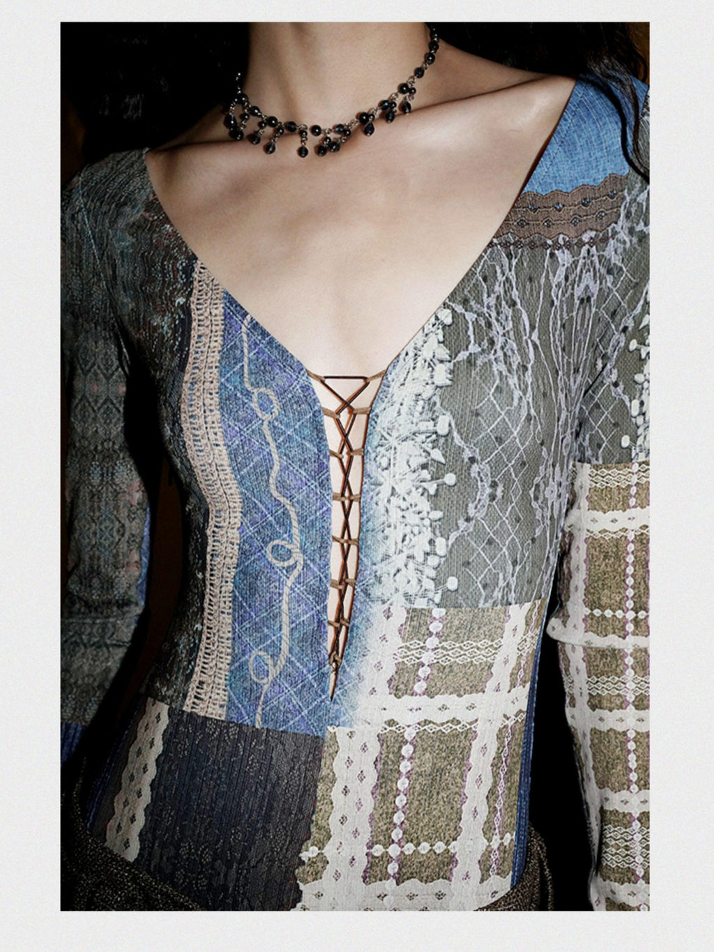 badtaste Printed Cutout Lace Up Faux Layered Women's Casual Maxi Dresses