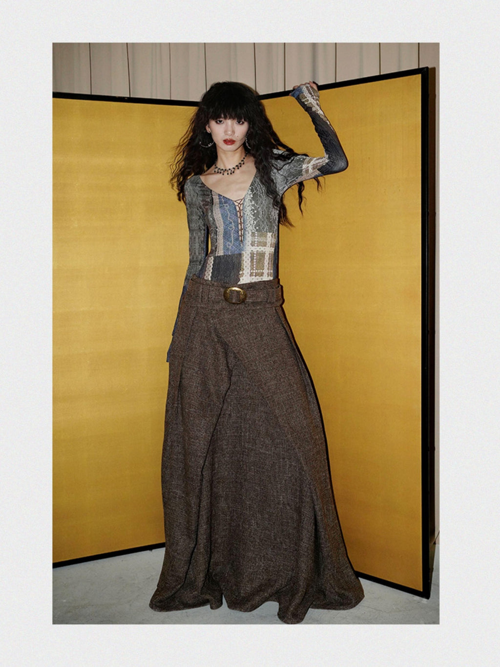 badtaste Printed Cutout Lace Up Faux Layered Women's Casual Maxi Dresses