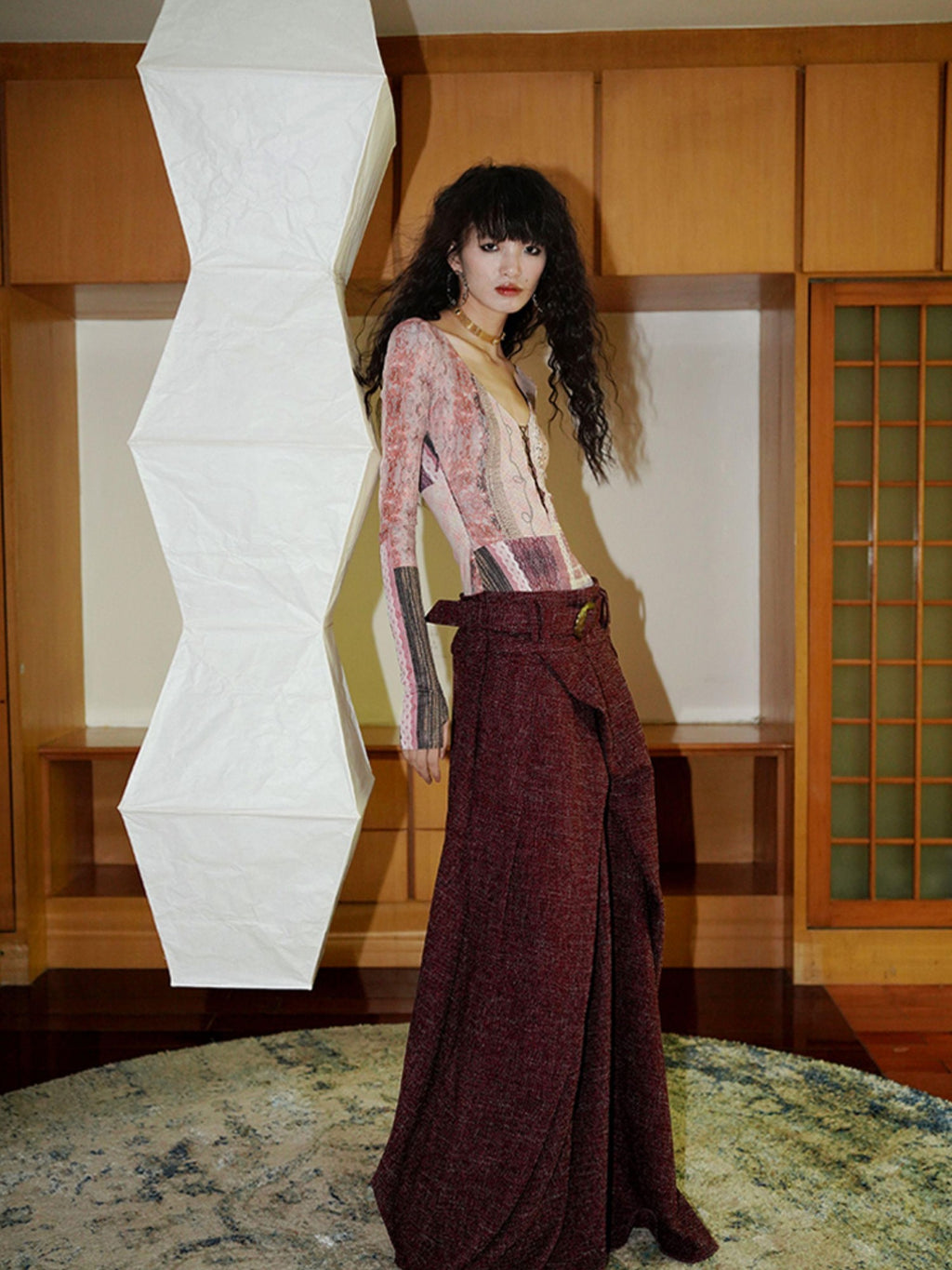 badtaste Printed Cutout Lace Up Faux Layered Women's Casual Maxi Dresses