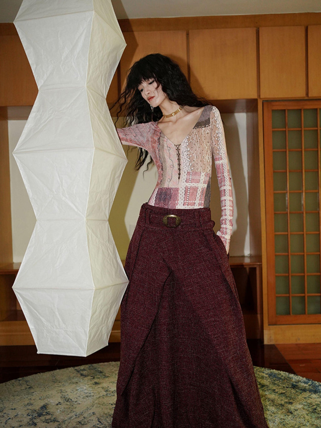 badtaste Printed Cutout Lace Up Faux Layered Women's Casual Maxi Dresses